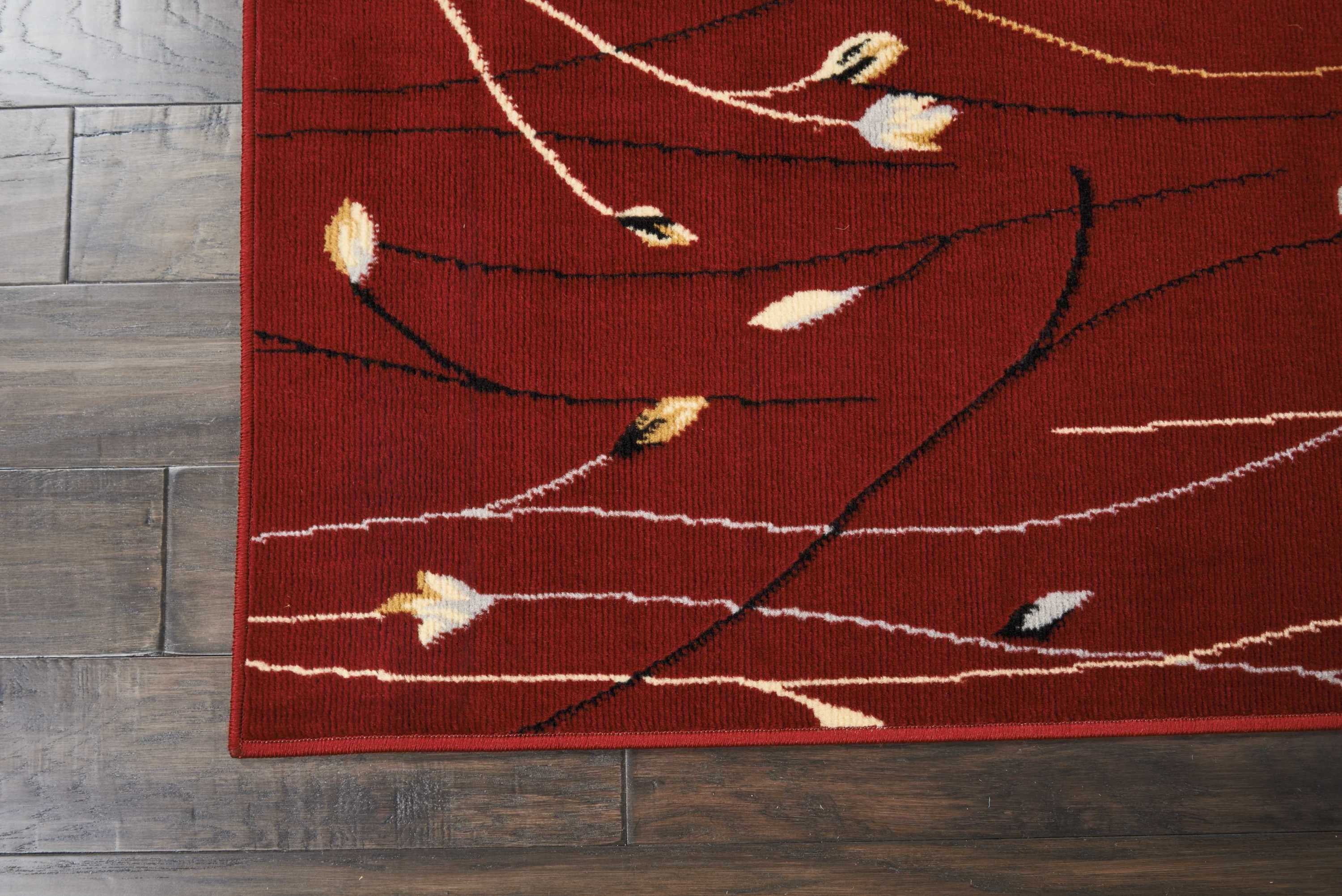 Red Botanical Area Rug by Pinewood Grove