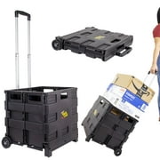 dbest products Quik Cart Topless Without Lid Travel Portable Mobile Storage Collapsible Handcart Rolling Utility Heavy Duty, Black