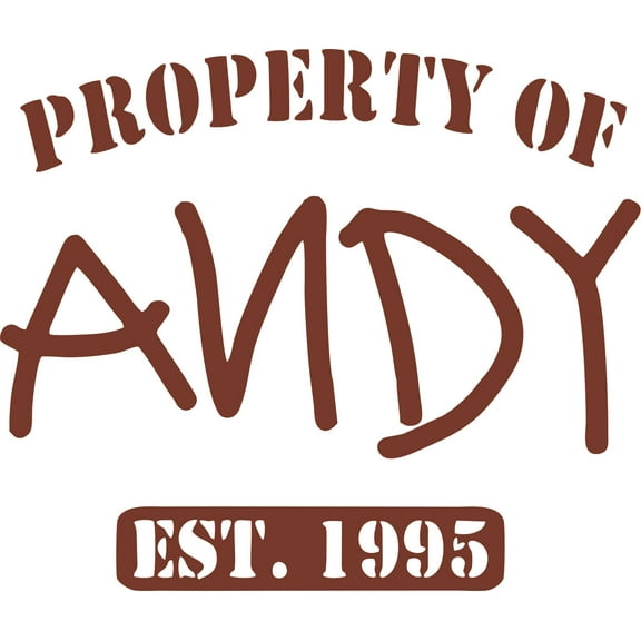 Property Of Andy Logo Cartoon Vinyl Customized Name Wall Decal - Custom Vinyl Wall Art - Personalized Name - Baby Girl Boy Kids Bedroom Wall Decal Room Decor Wall Stickers Decoration Size (18x20 inch)