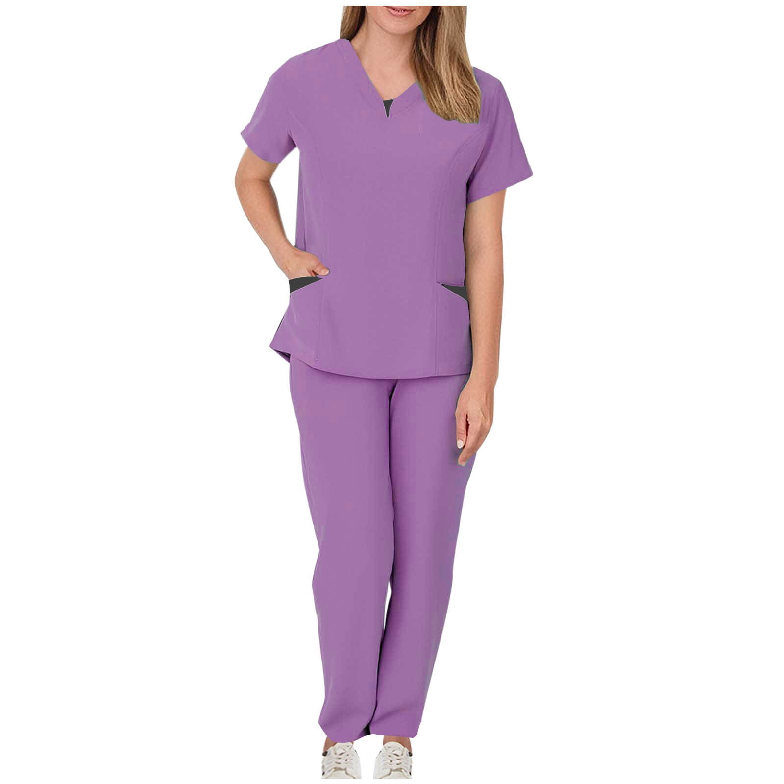 Working Uniforms Nurse Scrub Set for Women Short Sleeve Work