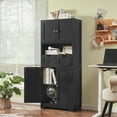 thumbnail image 2 of 57.8" H Tall Storage Cabinet with Adjustable Shelf, Bathroom Cabinet with 2 Drawers, Linen Cabinet for Living Room, Black, 2 of 8