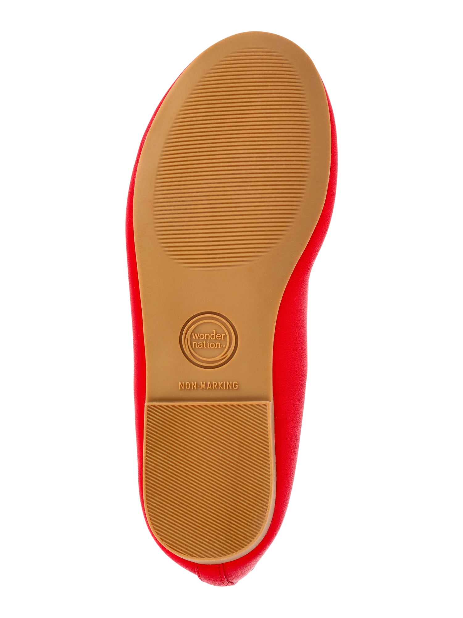 Wonder Nation Little and Big Girls Faux Leather Ballet Flats