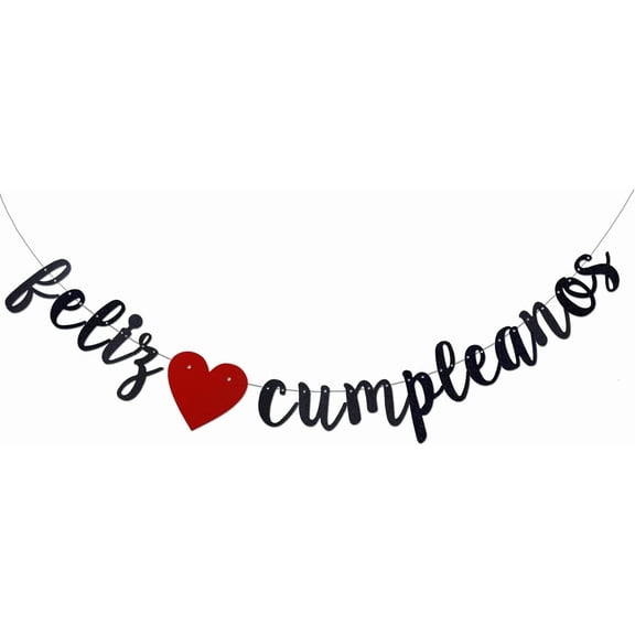 Feliz Cumpleanos Black Gliter Paper Sign Banner,Fiesta Mexican Themed Birthday Party Supplies ,Happy Birthday Photo Backdrops Decorations