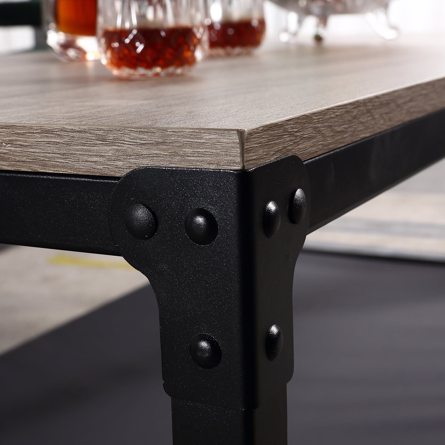 Kadyn Rectangular Coffee Table, Wood Coffee Table Share with pets(Provide pet mat), Metal Tea Table for Living Room, Black Kadyn Rectangular Coffee Table, Wood Coffee Table Share with pets(Provide pet mat), Metal Tea Table for Living Room, Black