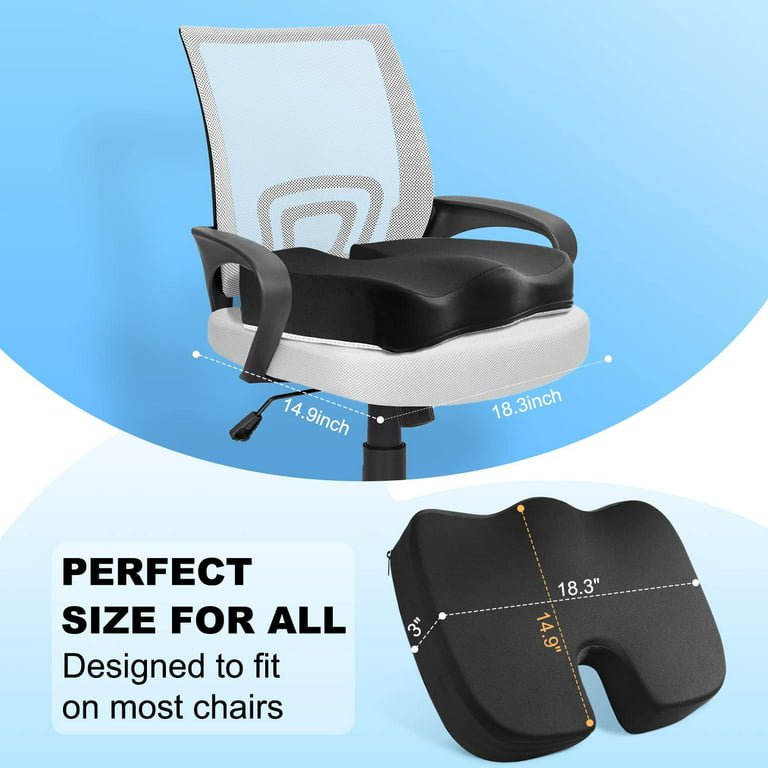 Seat Cushion W/ Cooling Gel for Tailbone Pain Relief (Black), Memory Foam  Office Chair by Cozlow
