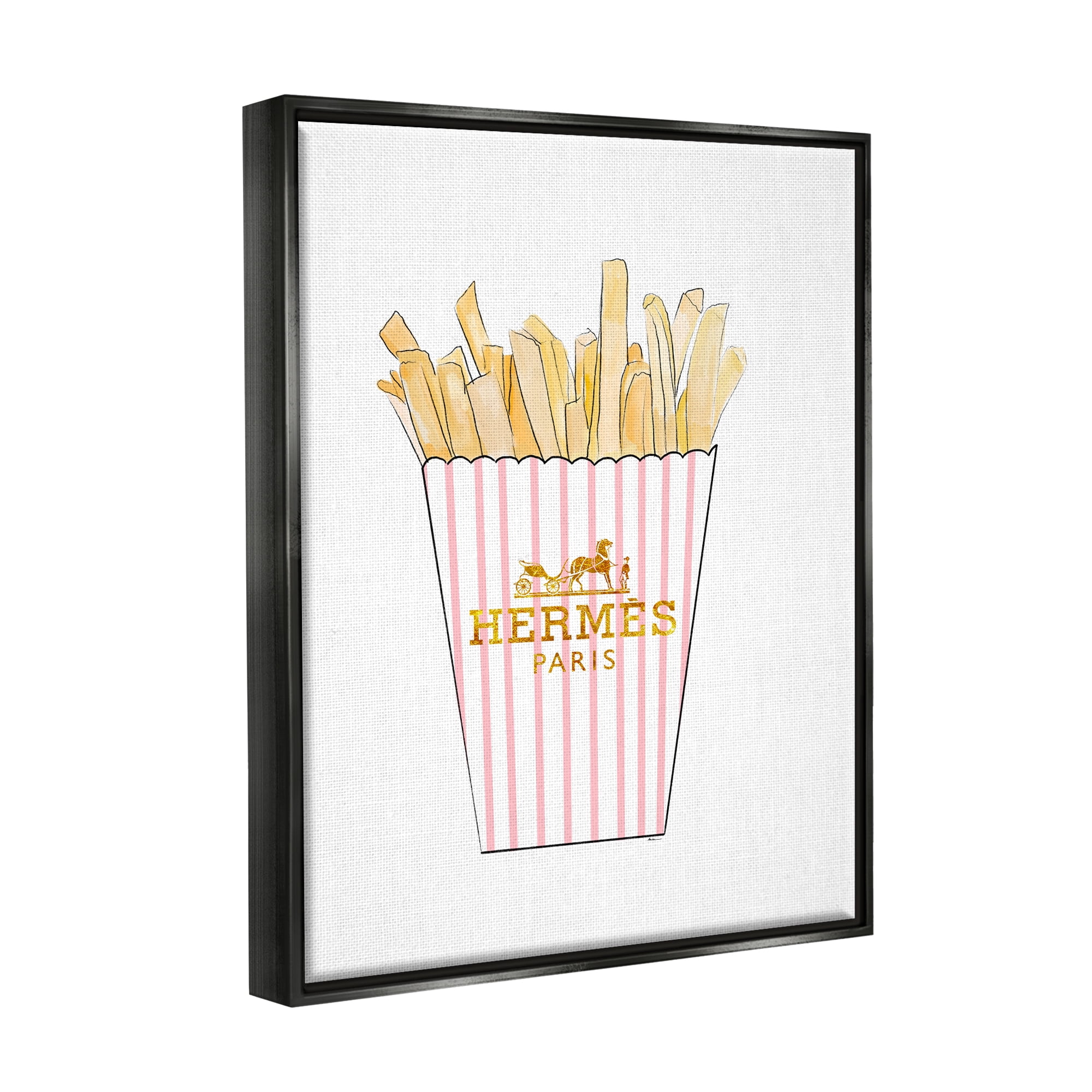 Stupell Industries Glam Pink Fashion Fries Food & Beverage Painting Black Floater Framed Art Print Wall Art, 25 x 31