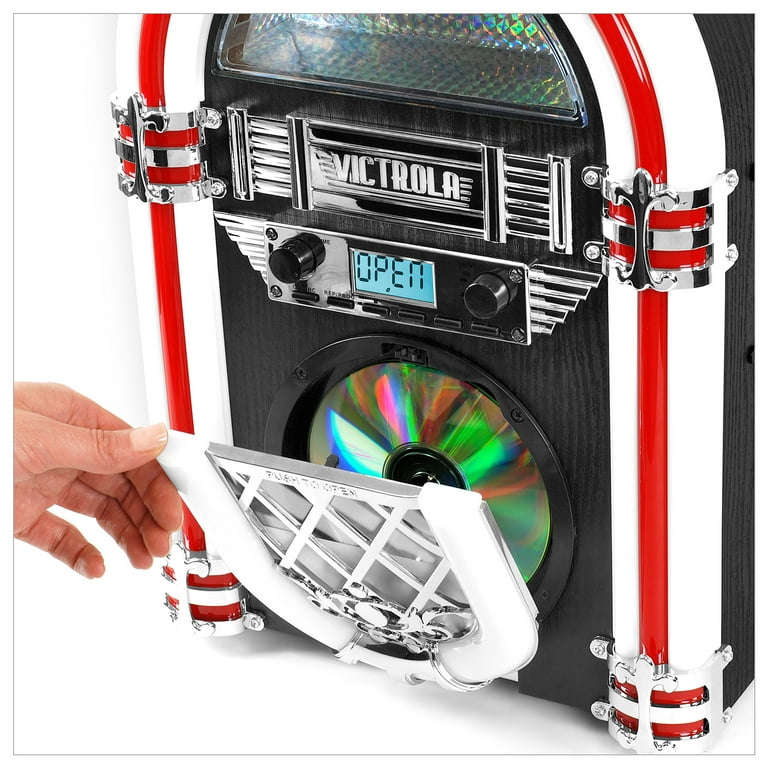 Victrola NostalgicWood Bluetooth CD Player Jukebox, Silver, 816203016973