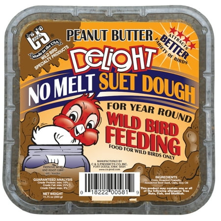 C&S Peanut Butter Delight Suet, 11.75 oz, Dry Wild Bird Feed, 12 Pack