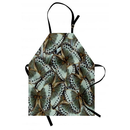 

Exotic Apron Butterflies Jungle Queen Animal Spiritual Wings Nature Moth Transform Print Unisex Kitchen Bib Apron with Adjustable Neck for Cooking Baking Gardening Almond Green Gold by Ambesonne