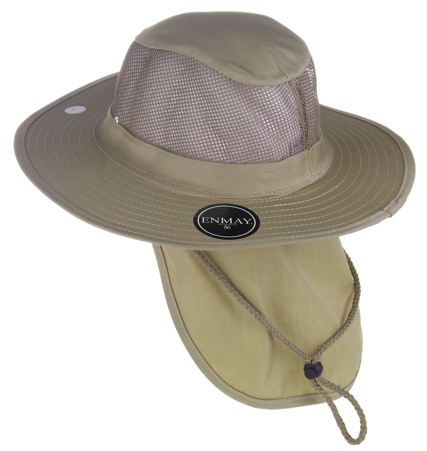 Enimay Outdoor Sun Protection Wide Brim Hiking Fishing Snap Brim Hat with Neck Flap