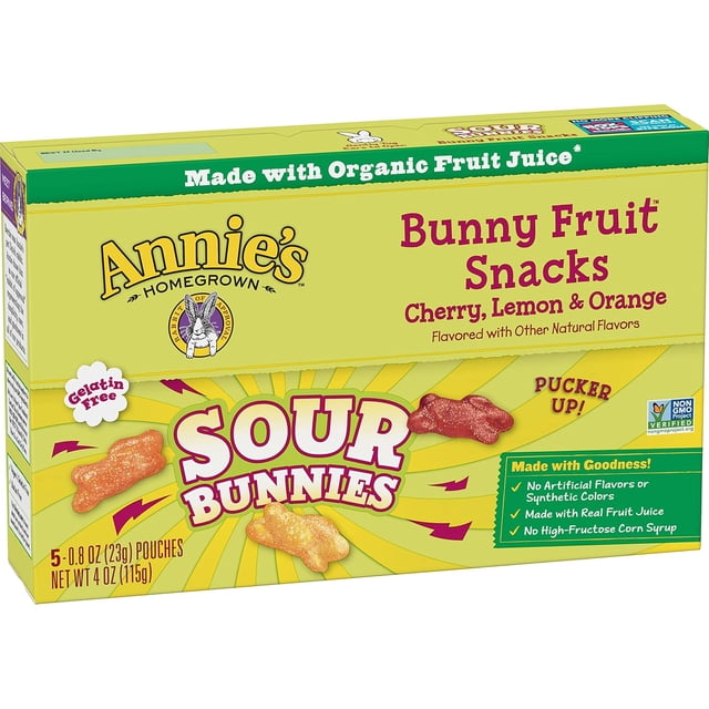 Annie's Organic Bunny Fruit Flavored Snacks, Easter Basket Stuffers, Summer Strawberry, Gluten Free, 10 Pouches, 7 oz