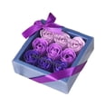 thumbnail image 4 of Juego de jabón de flores de rosas en caja de regalo cuadrada, regalo del día de San Valentín, hecho a mano, floral artificial realista para bodas, , Degradado morado, 4 of 8