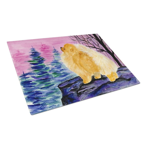 Caroline's Treasures SS8606LCB Pomeranian Glass Cutting Board Large, 12H x 16W, multicolor