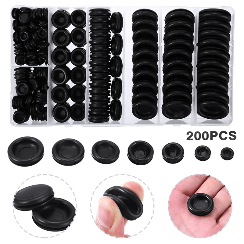 180Pcs Assorted Rubber Blanking Grommets Kit Open/Closed Blind Plug Wiring Bung 