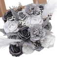 thumbnail image 1 of Set de Flores Artificiales Serwalin Gris de Seda con Tallos para Bodas, 1 of 5