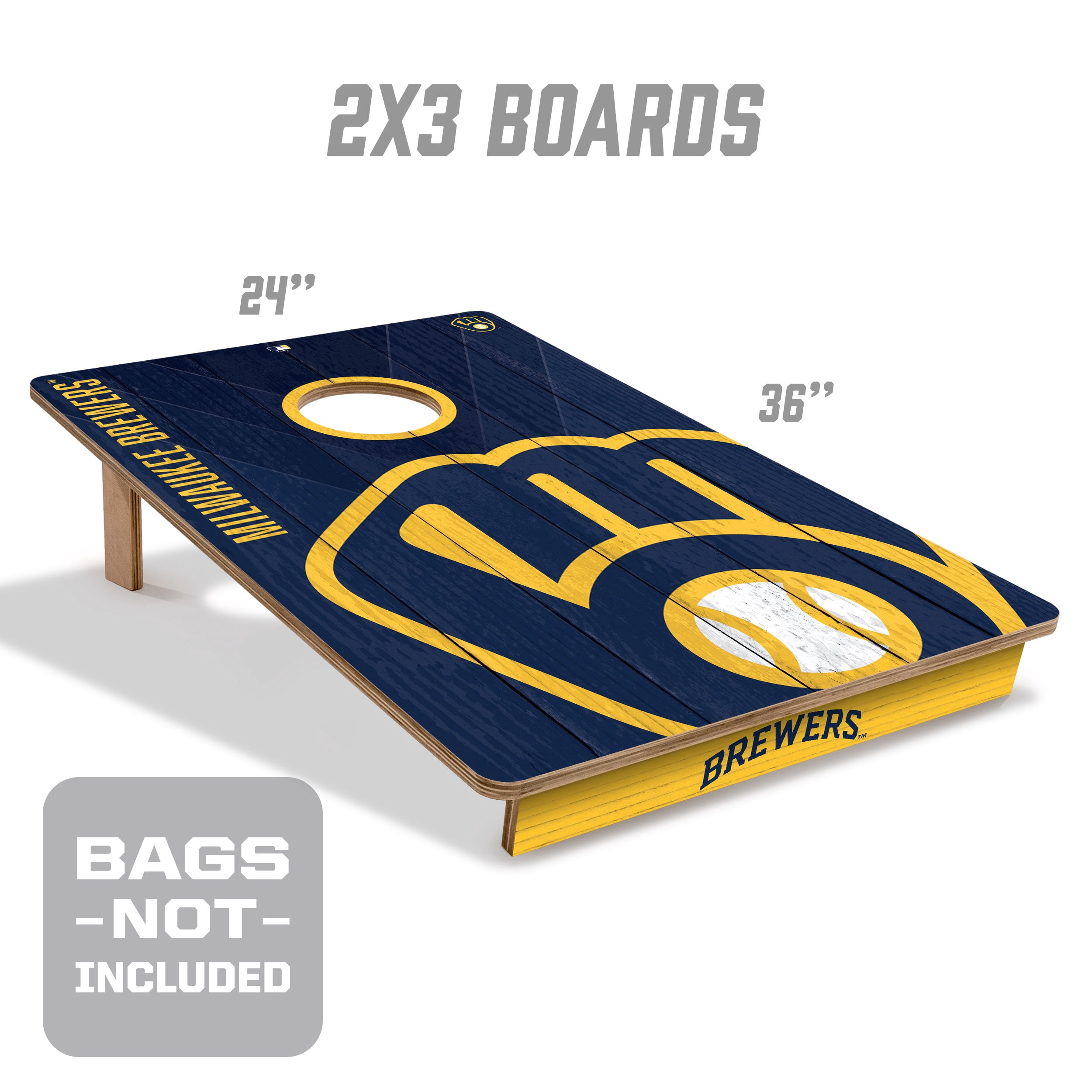 YouTheFan MLB Milwaukee Brewers 2' x 3' Cornhole Game No Bags
