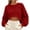 Red, variant on Oiangi Womens Cropped Sweatshirt Long Sleeve Crewneck Loose Fit Pullover Fashion Y2K Going Out Tops for Fall Army Green 2XL