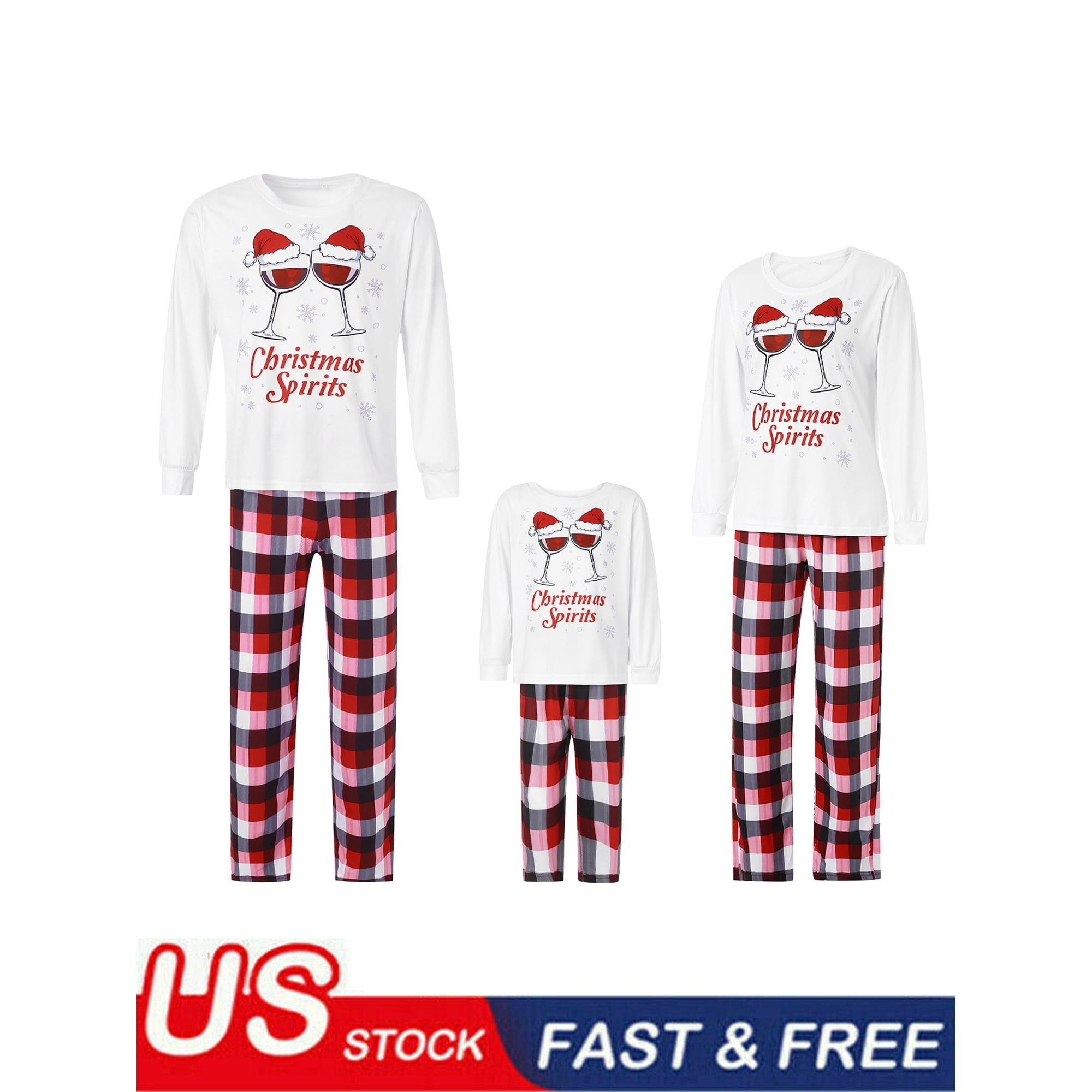 Caitzr Matching Family Christmas Pajamas Sets Holiday Long Sleeve Sleepwear Women And Men With Cute Santa s Pattern Pjs Other