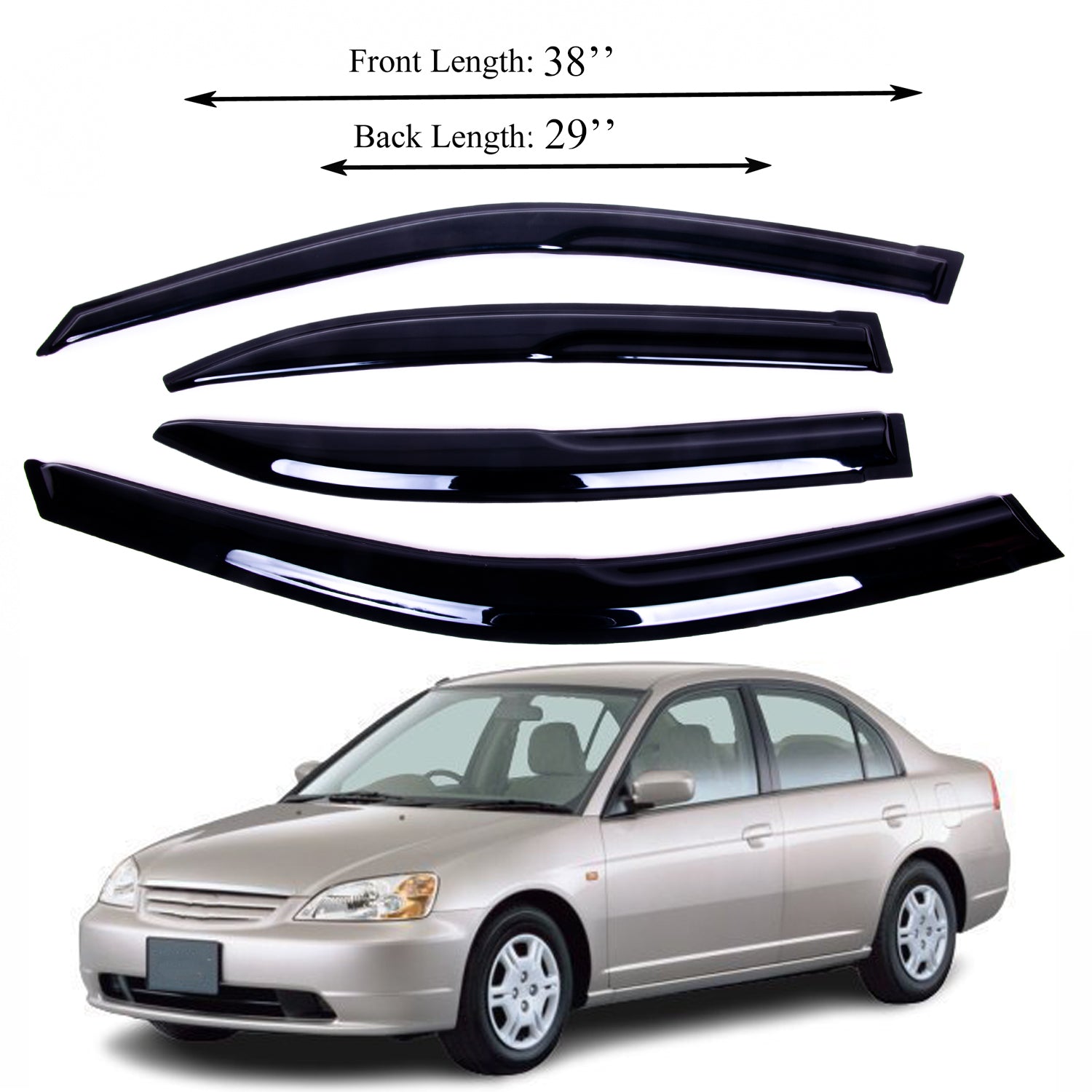 Aazon.co: labwork Black 4 Pieces Window Visors Shade Sun Rain Wind