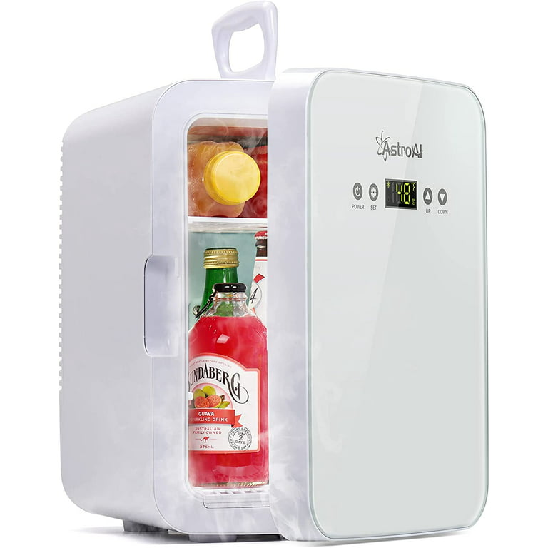 Mini Fridge 15L for Bedroom with Quiet ECO Mode, 21 Cans Small Car Fridge  Portable Cooler and Warmer AC/DC Powered for Skin Care, Cosmetics, Food