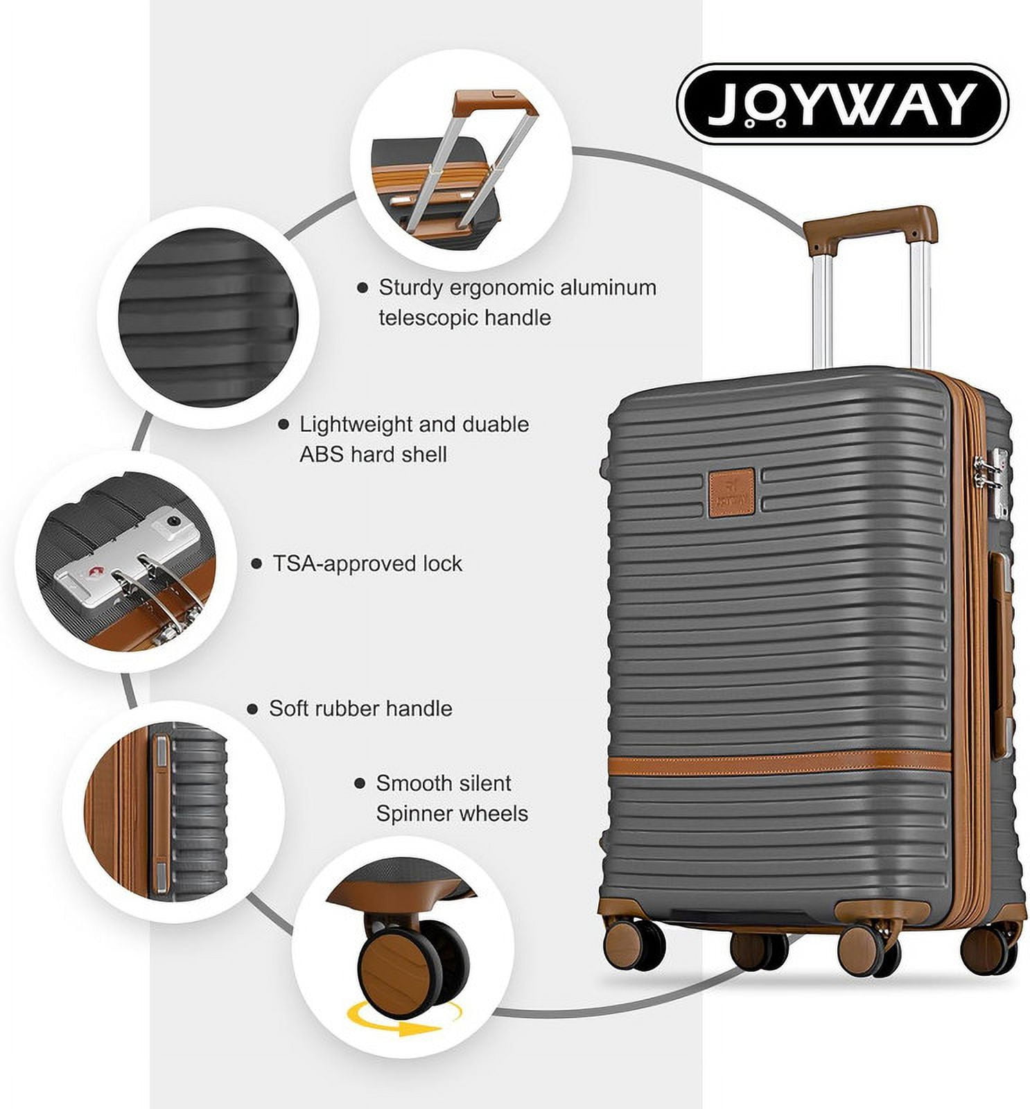 Joyway 20" Expandable Carry-on Luggage suicase with Spinner Wheels，Hardside 3PCS Set with TSA Lock