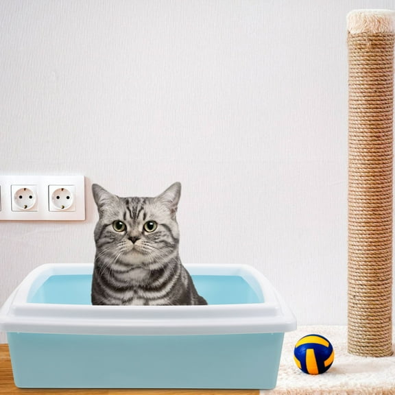 LOLIPPYY Side Entry Litter Toilet Tray Sky-blue PP Odor Reduction 1 Set