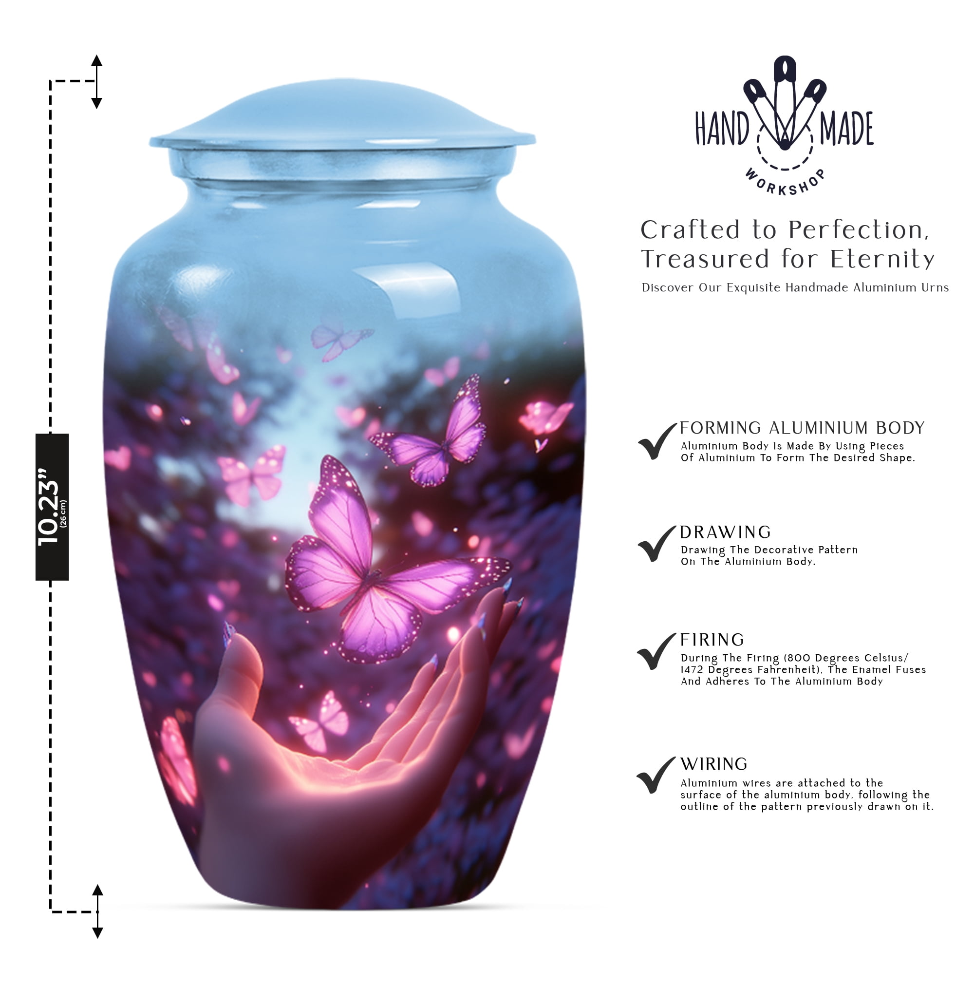 Butterfly Urns for Human Ashes Adult Female, Large Urn for Ashes, Keepsake Urn for Ashes, Cremation Funeral Urns for Human Ashes Adult Man(Size - 10inch 1Pcs, 3inch 2Pcs)