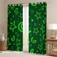 thumbnail image 2 of Homewish Neon Green Black Out Curtains,Kawaii Stars Moon Curtains Pack of 2 (42x63 Each),Cute Cartoon Pattern Bedroom Curtains For Girl Boy,Ultra Soft Home Decor, 2 of 6