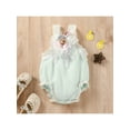 thumbnail image 2 of Summer Newborn Baby Girl's Sweet Romper Lace Trim Shoulder Straps 3D Flower Decoration Open Back Tie-up Triangle Jumpsuit, 2 of 8
