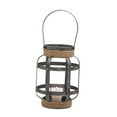 thumbnail image 1 of Benjara BM216557 Industrial Metal Cage Lantern with Rope Encased Round Top & Bottom, Gray, 1 of 1