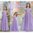 thumbnail image 4 of Drtj Girls A-Line Maxi Dress Junior Bridesmaid Flower Girl Dresses Off-Shoulder Chiffon Dress for Wedding Pageant, 4 of 6