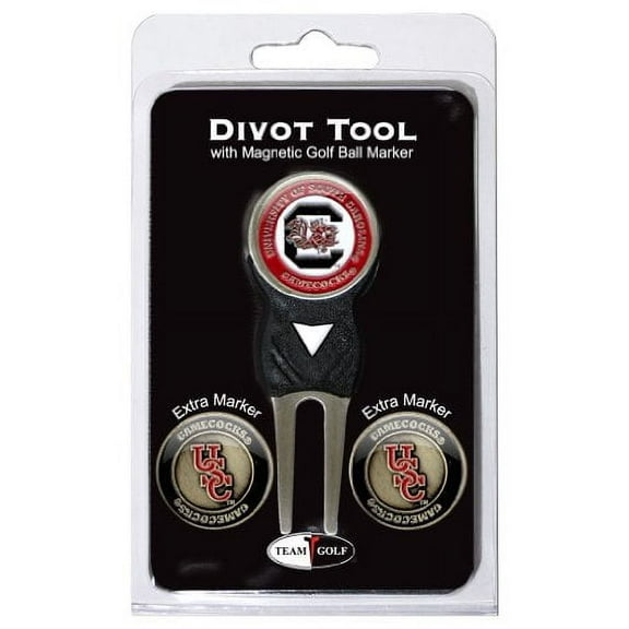 Team Golf NCAA South Carolina Gamecocks Divot Tool with 3 Golf Ball Markers Pack, Markers are Removable Magnetic Double-Sided Enamel