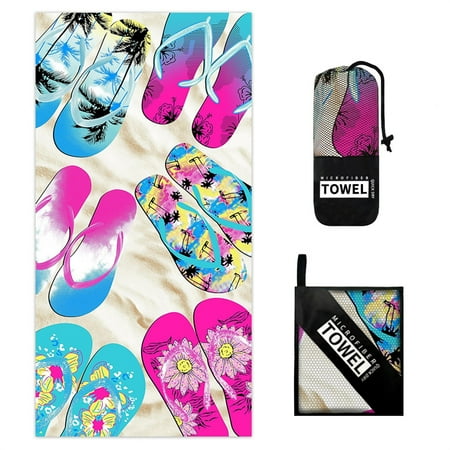 Hiroekza Colorful Microfiber Beach Towel - Super Lightweight Sandproof & Ultra Absorbent for Pool Travel & More