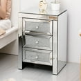 thumbnail image 2 of Holaki Mirrored Nightstand Bedside Tables Drawer Crystal Diamond Bedside Table Bedroom Furniture with 3-Drawers-Bedside Storage Cabinet Silvery, 2 of 9