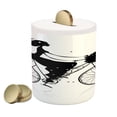 thumbnail image 1 of Black and White Piggy Bank, Young Woman Silhouette with a Bouquet of Spring Flowers Cycling Bridal, Ceramic Coin Bank Money Box for Cash Saving, 3.6" X 3.2", Black and White, by Ambesonne, 1 of 4