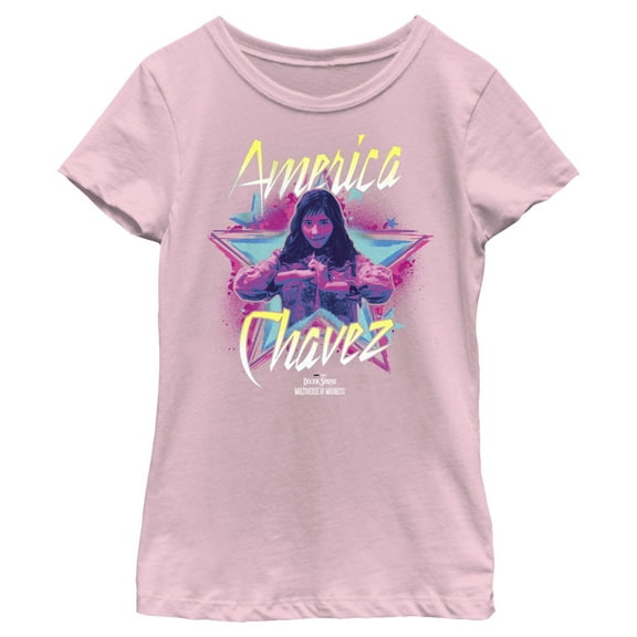 Girl's Marvel Doctor Strange in the Multiverse of Madness Neon Chavez  Graphic Tee Light Pink Medium