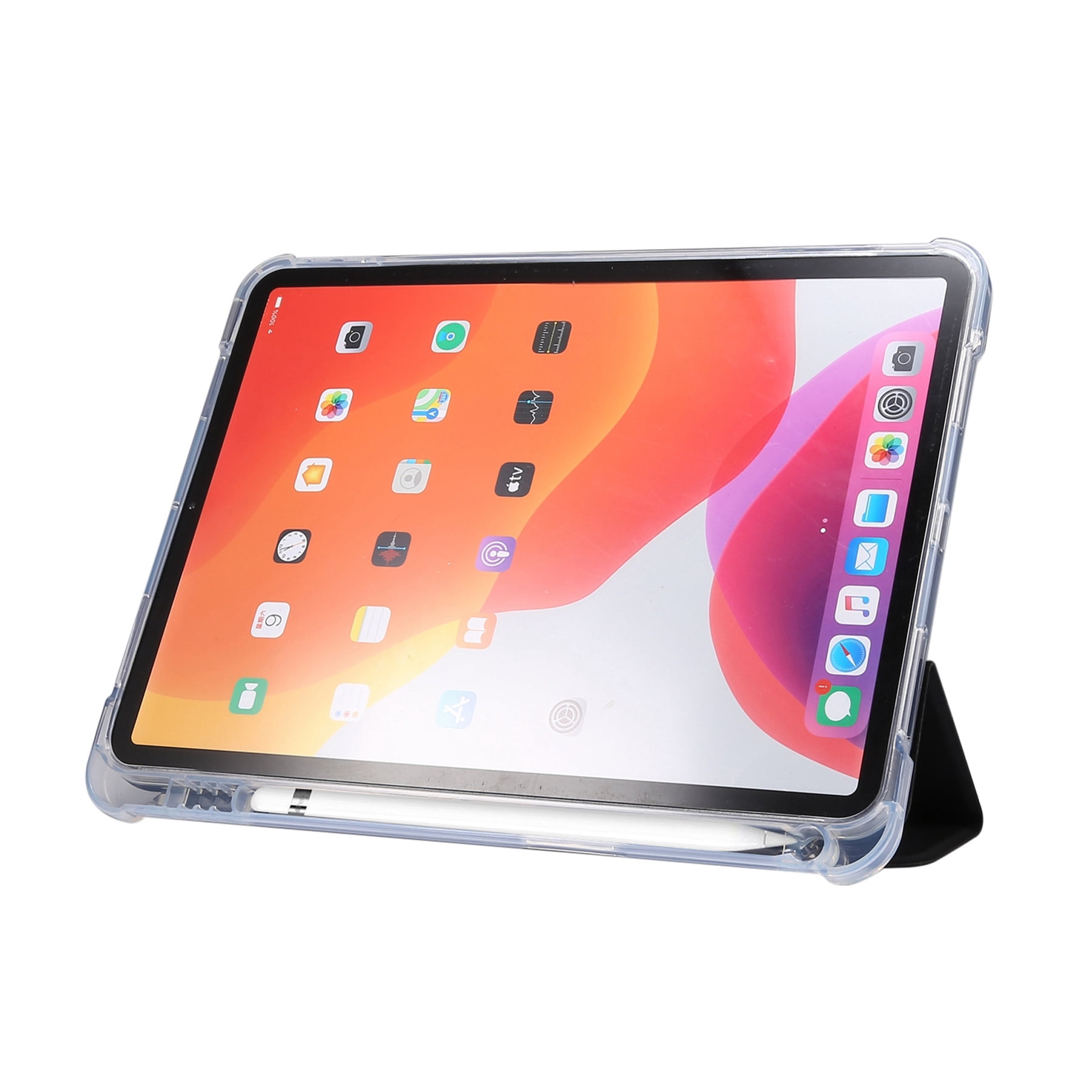 Allytech iPad Air 5 Case, iPad Air 5th 4th Generation Case, Ultra Slim Shell Auto Sleep Wake Flip Tri-fold Stand Build-in Pencil Holder Clear Back Cover Case for Apple iPad Air 4 5 10.9-inchBlack