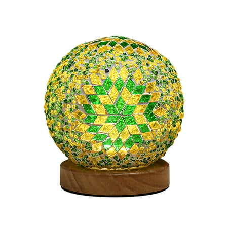 

RUNOLIG 3d Crystal Ball Night Light 13.3*10cm Bohemian & Baroque Style Artwork Decoration With Wooden Base Lamp Gift