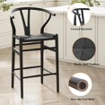 thumbnail image 5 of Farini Wishbone Counter Height Barstool, Fully Assembled Weave Bar Chair with Wooden Frame, for Kitchen Island, Dining Room, Bar, Single, Black, 5 of 7