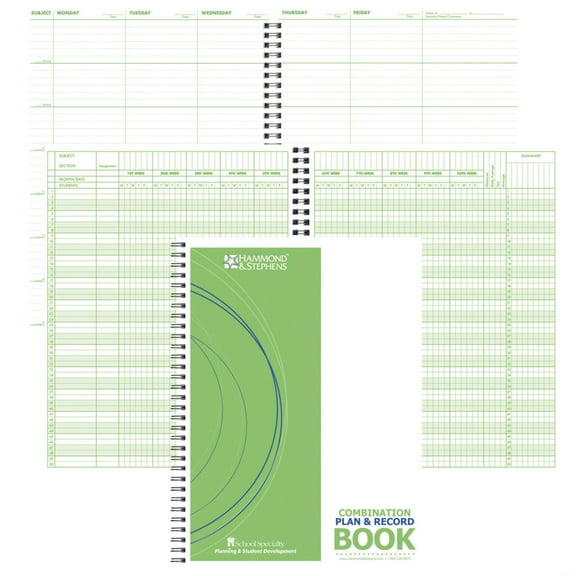 Hammond & Stephens 0614-409 Record Combination Book - PolyIce Cover, 8-1/2 X 11 Inches, 7 Subjects, 9/10 Week, Green