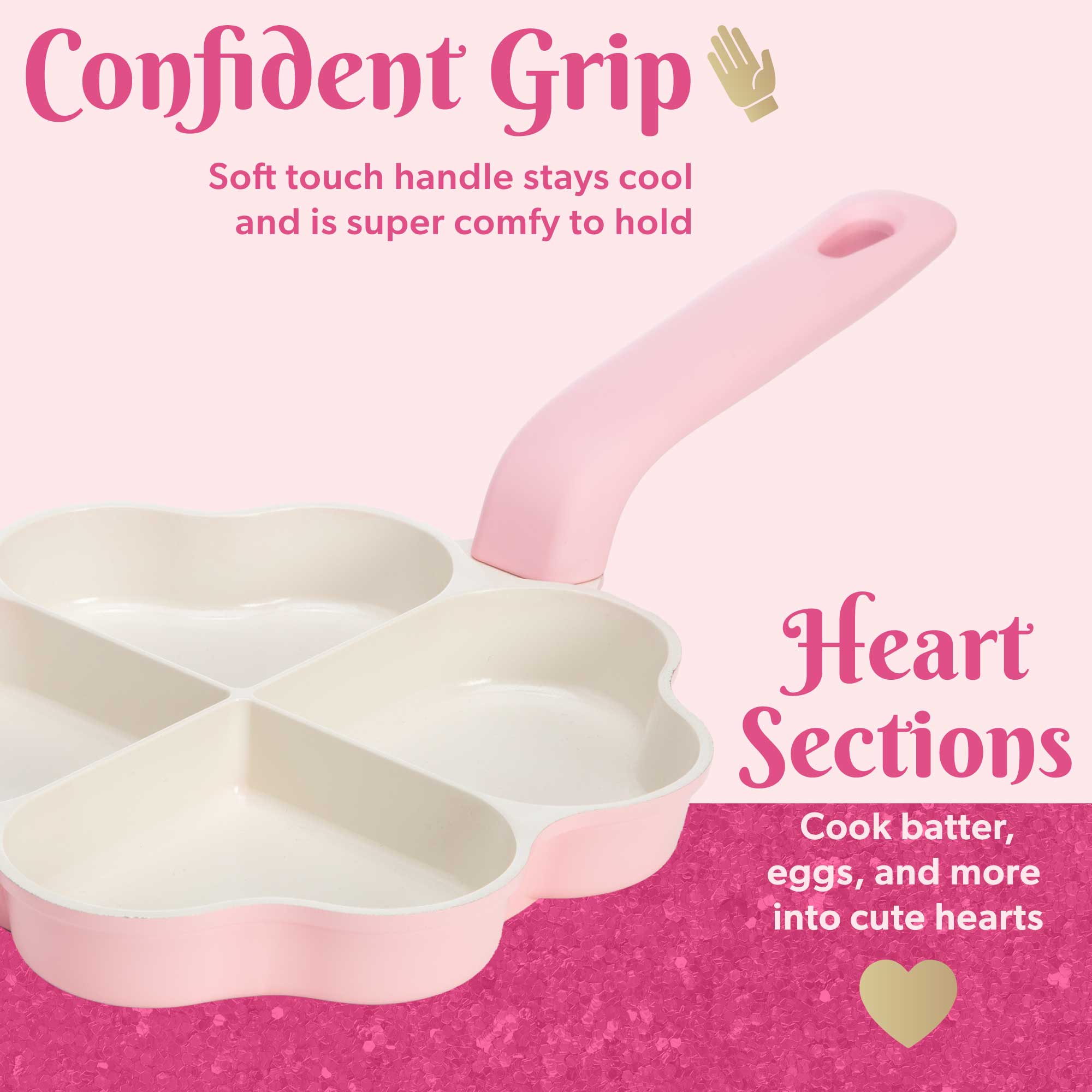 Paris Hilton 8-Inch Heart-Shaped Ceramic Nonstick Frying Pan, Pink photo 7