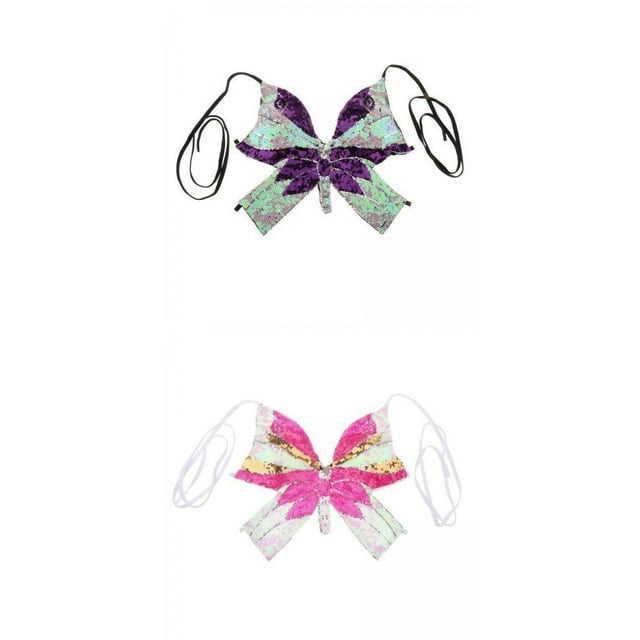 2 uds de danza del vientre Top mujeres trajes con lentejues mariposa Tops Macarena Sujetador de danza del vientre para mujer