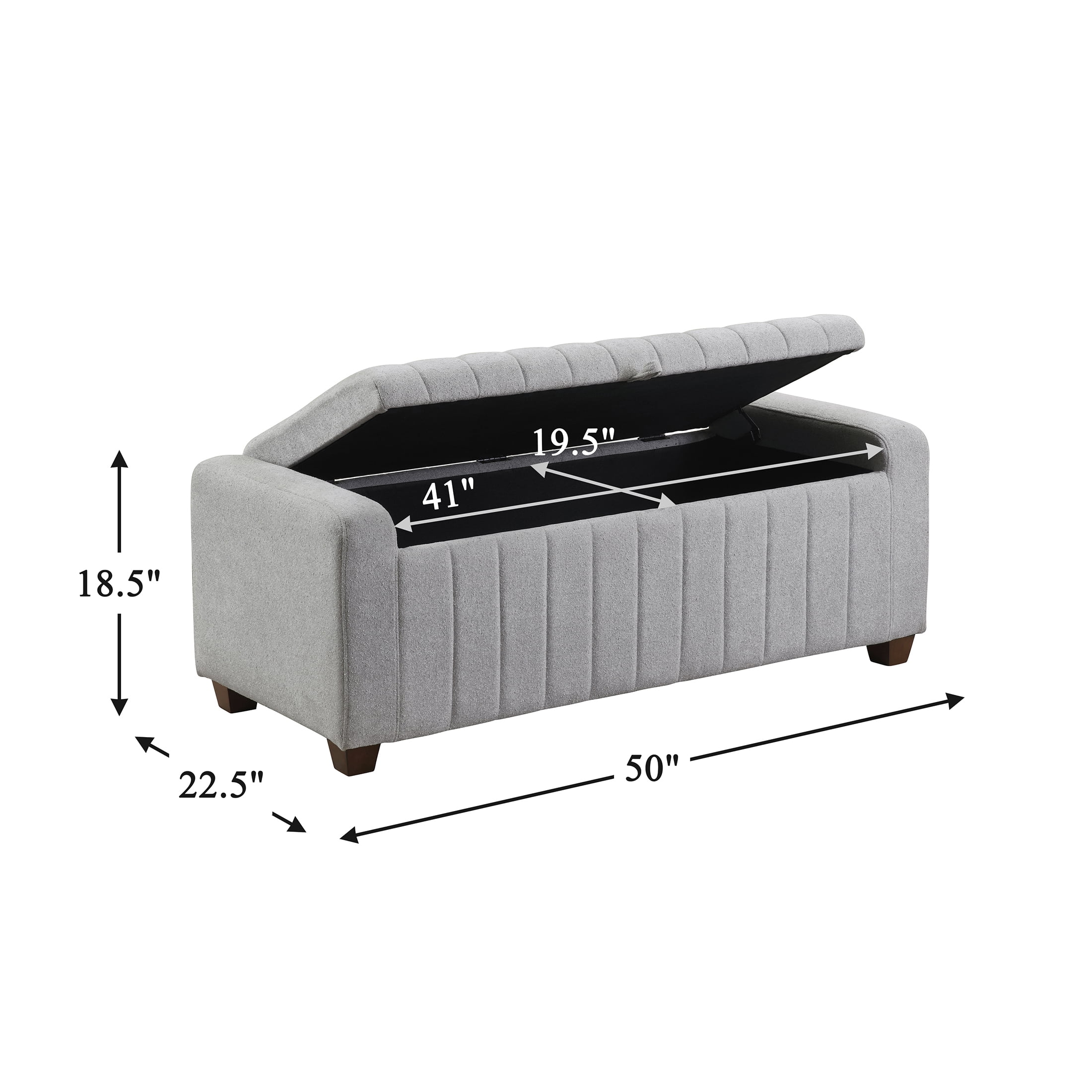 OakvillePark Millbranch Boucle Lift Top Storage Bench, Gray