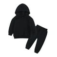thumbnail image 4 of Kids Sweatsuit Set for Girls 2PC Long Sleeve Black Hooded Sweatsuits Pullover Sweatpants Warm Fall Winter Clothes Little Girls Clothes12-24 Months Boys Girls Fashion, 4 of 4