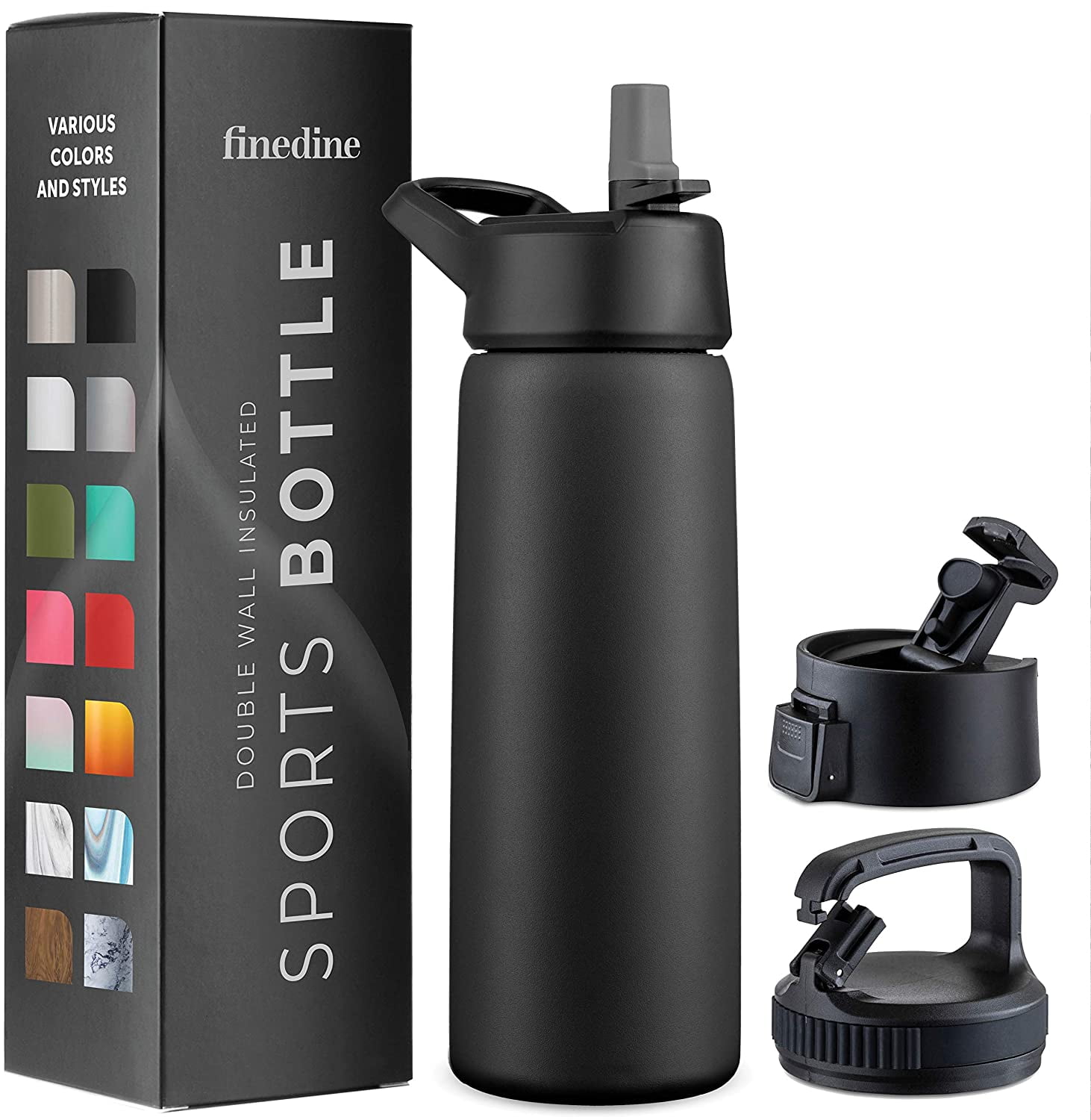 Triple Insulated Stainless Steel Water Bottle with Straw Lid - Flip Top Lid  - Wide Mouth Cap (26 oz) Sports Drink Bottle, Keeps Hot and Cold - Great 