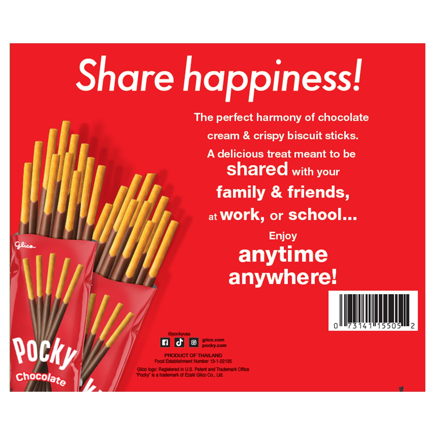 Pocky Chocolate Covered Biscuit Sticks Share Pack 210 gram / 7.4