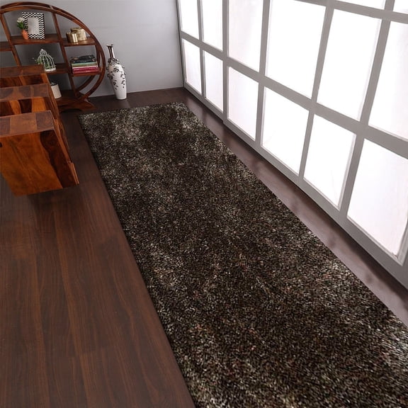 Rugsotic Carpets Hand Tufted Shag Polyester Eco-Friendly Area Rugs - 2'6''x6', Runner, Beige Gray, Plain Solid Design, High Pile Handmade Anti Skid Rugs for Living Room, Bed Room K00111