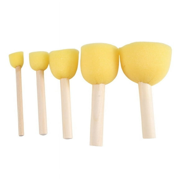 Pack of 30 Round Foam Sponge Paint Brush Set - Stencil Value 5 Different Sizes Great for Kids Arts and Crafts, Stencils, Painting