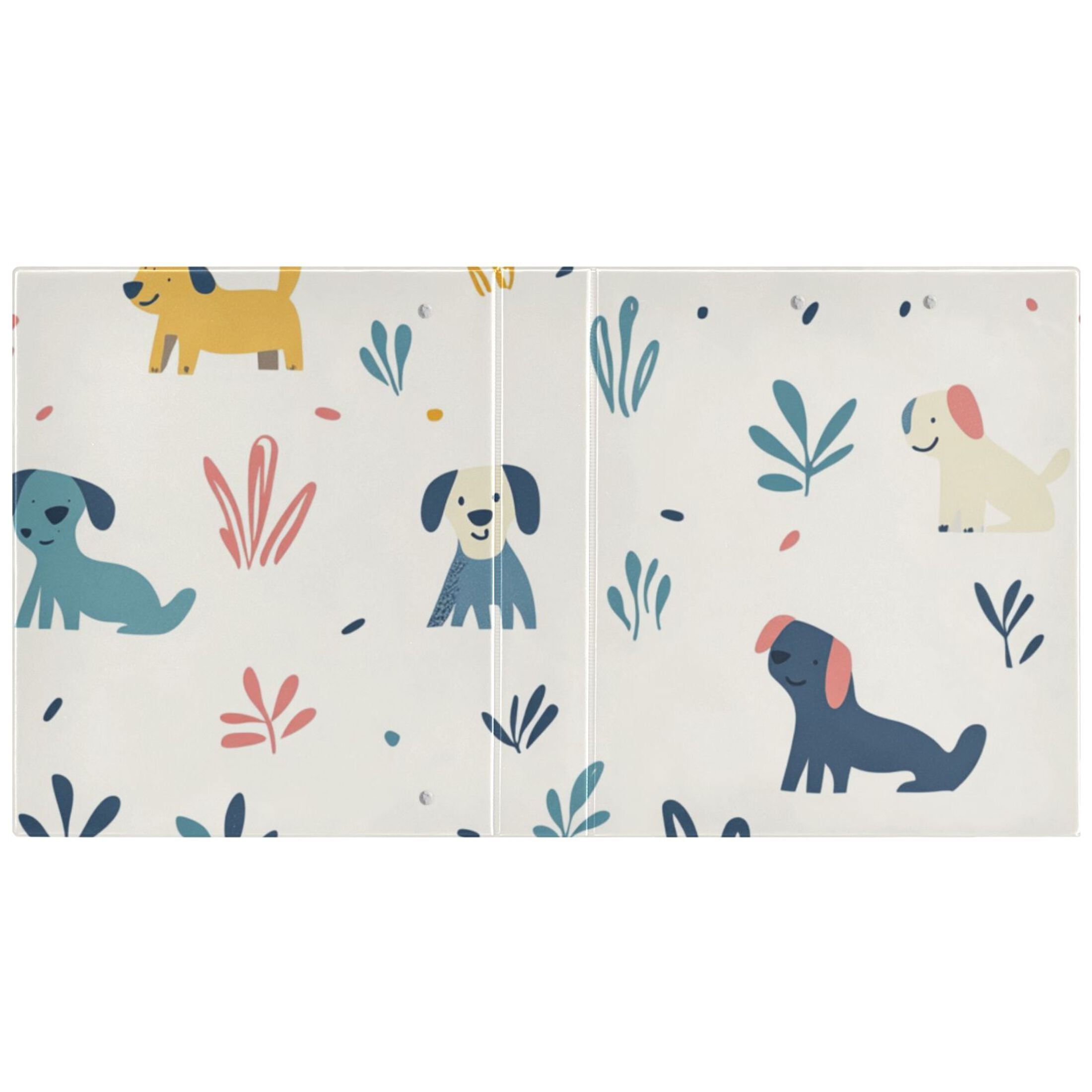Cute Dogs and Leaves 3 Ring Binders 1.5 inch Hardcover File Folders with Interior Pockets A4 Size Organizer for School Office Hospital