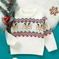 thumbnail image 4 of Odeerbi Infant Boys Girls Christmas Sweater Cute Winter Thermal Knit Crewneck Sweater Christmas Style Knitted Tops Baby Sweaters Infant Clothes White, 4 of 8